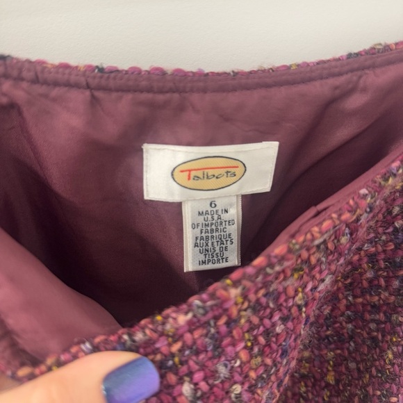 Talbots Berry Texture Wool Blend Skirt - Picture 3 of 6